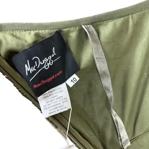 MAC DUGGAL 93540 One Shoulder Flutter Sleeve Gold Sequin Gown Women's Size 10 - Picture 8 of 9